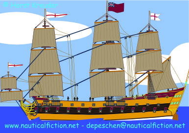 28.08.2022 Geschafft! Der 64 Kanonen Zweidecker als Vektor-Grafik ist endlich reif für die Galerie